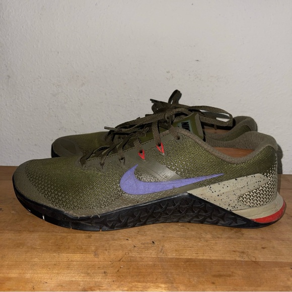 Nike METCON 4 Men\'s Size 13 Olive Canvas Indigo Sneakers CrossFit AH7453-342